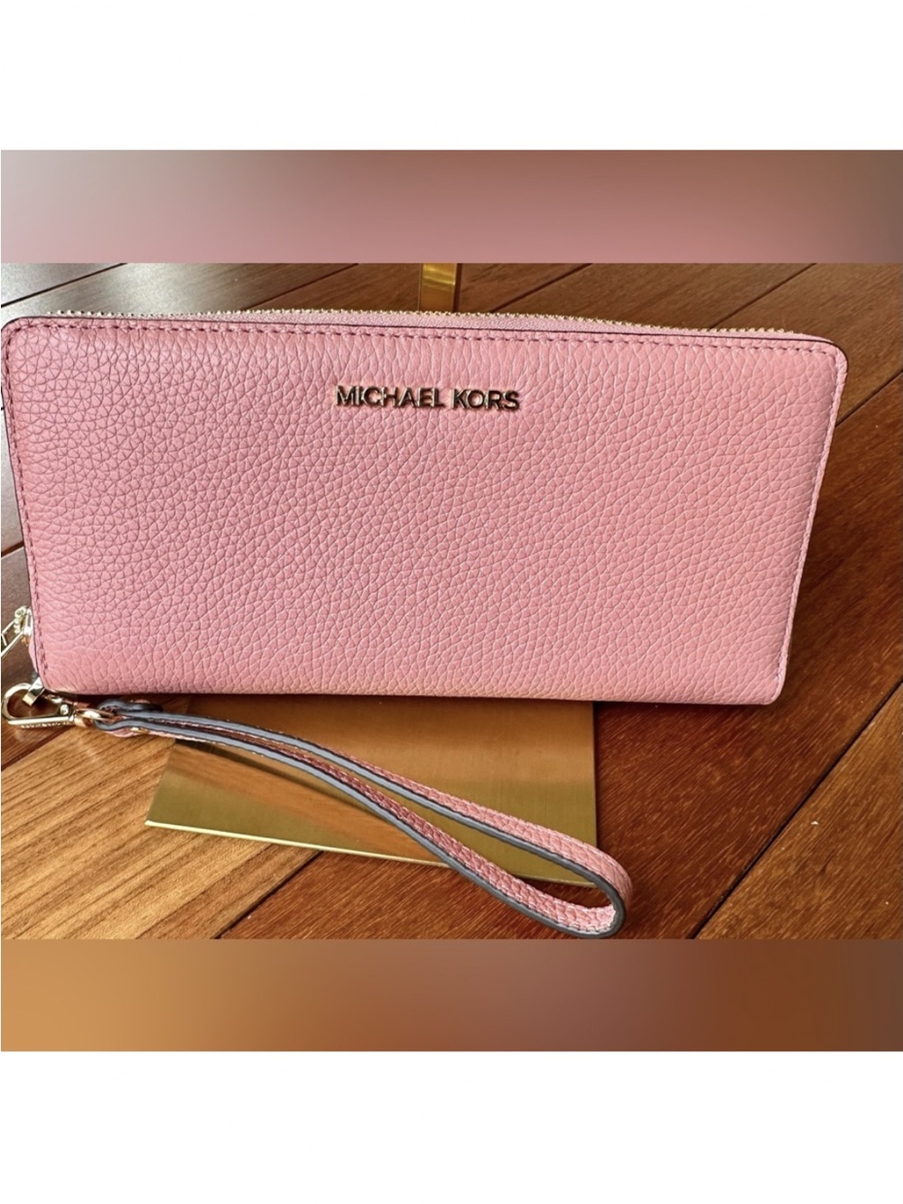 Michael Kors Rose Pink Pebbled Leather Wristlet - Picture 2 of 7